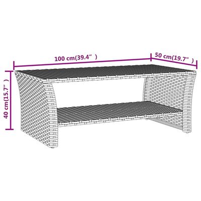vidaXL Konferenčný stolík čierny 100x50x40 cm polyratan