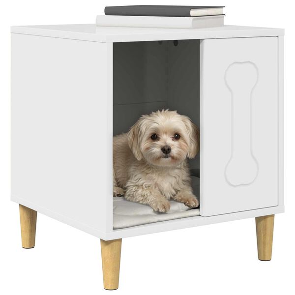 vidaXL Ps&iacute; dom Leskl&aacute; biela 44 x 42 x 49 cm Kompozitn&eacute; drevo