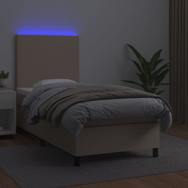 vidaXL Boxspring posteľ matrac a LED kapuč&iacute;nov&aacute; 100x200 cm umel&aacute; koža