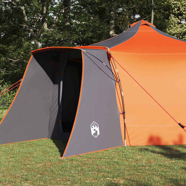 vidaXL Tipi stan so strechou Šedá a oranžová 492 x 492 x 275 cm látka