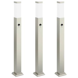 vidaXL Stĺpikov&eacute; svetl&aacute; so senzorom 3 ks 80 cm nehrdzavej&uacute;ca oceľ IP44