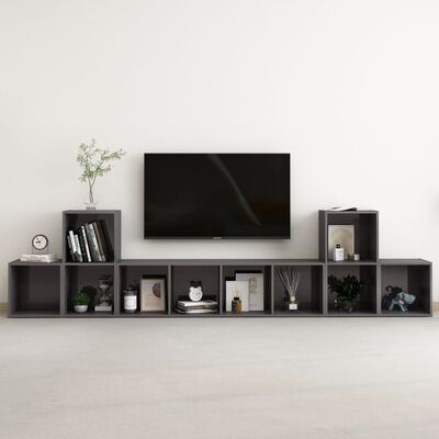 vidaXL 5-dielna súprava TV skriniek vysokolesklá sivá drevotrieska