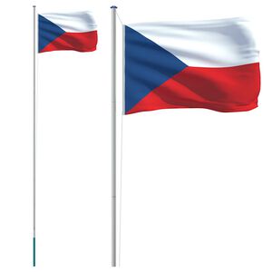 vidaXL Česk&aacute; vlajka a tyč 6,08 m hlin&iacute;k