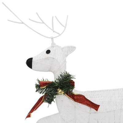 vidaXL Vianočná vonkajšia dekorácia, soby a sane 140 LED diód, biela