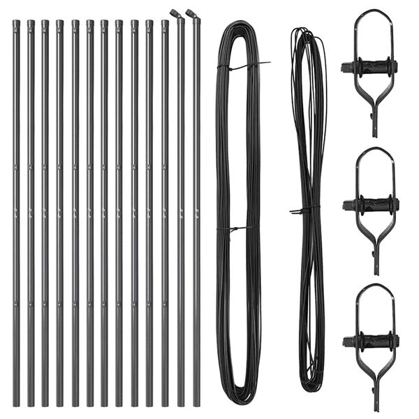 vidaXL Stĺp na plot. 13 pcs Siv&aacute; Oceľ