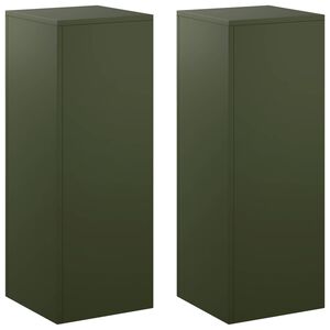 vidaXL Stojan na rastliny 2 pcs Olivovo zelen&aacute; 30 x 30 x 80 cm Oceľ