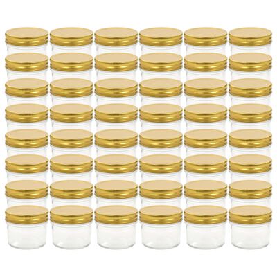 vidaXL Sklenené zaváracie poháre so zlatými viečkami 48 ks 110 ml