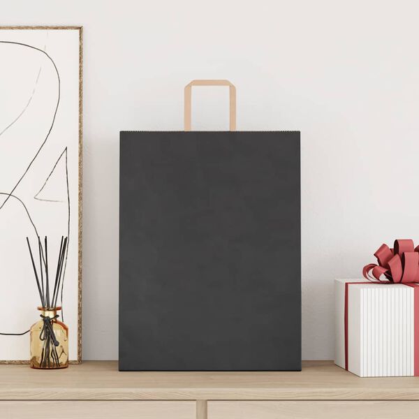 vidaXL Papierov&eacute; ta&scaron;ky 250 ks s r&uacute;čkami, čierna, 32x12x42 cm