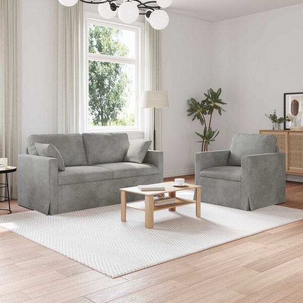 vidaXL Sada pohoviek 2 pcs Svetlosiv&aacute; 158 x 78 x 80 cm Zamat