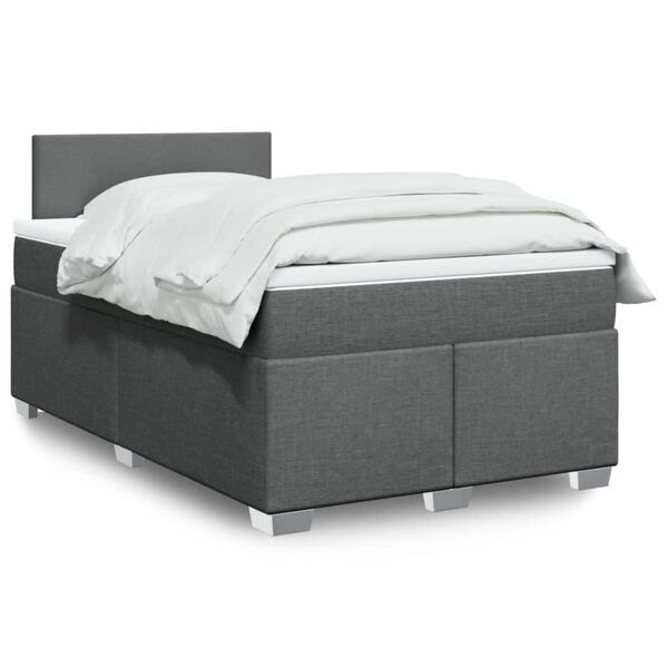 vidaXL Boxspring posteľ s matracom, tmavosiv&aacute; 120x190 cm, l&aacute;tka