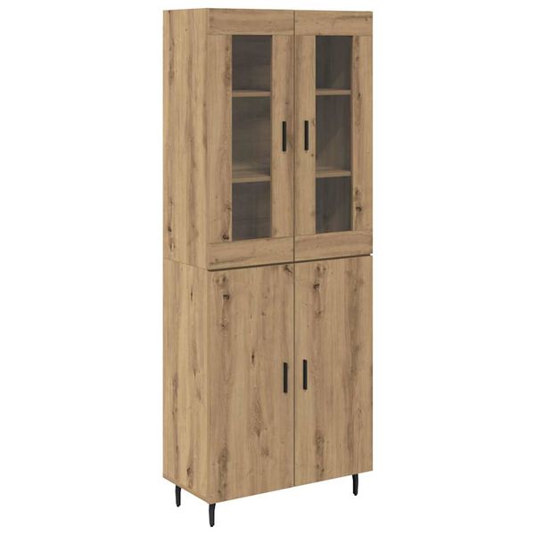 vidaXL Highboard 2 pcs Remeseln&yacute; dub Drevovl&aacute;knit&aacute; doska a sklo