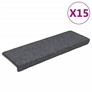 vidaXL Schodov&eacute; rohože 15 ks 65x21x4 cm tmavo&scaron;ed&eacute; s obdĺžnikov&yacute;m okrajom