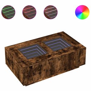 vidaXL Konferenčn&yacute; stol&iacute;k s nekonečn&yacute;mi LED dymov&yacute; dub 116x69x40 cm