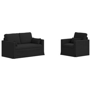 vidaXL Sada pohoviek 2 pcs Čierna 139 x 78 x 80 cm l&aacute;tka
