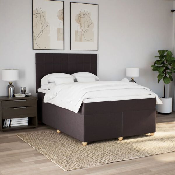 vidaXL Boxspring posteľ s matracom tmavohned&aacute; 140x200 cm l&aacute;tka