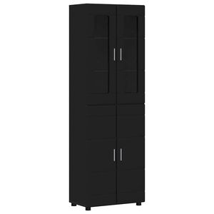 vidaXL Highboard FLORIN 60 x 35 x 182 cm Čierna Kompozitn&eacute; drevo