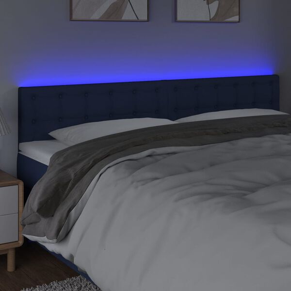 vidaXL Čelo postele s LED modr&eacute; 200x5x78/88 cm l&aacute;tka