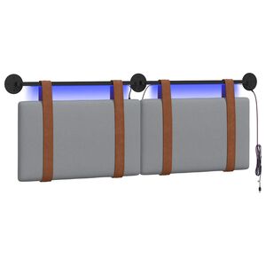 vidaXL Z&aacute;vesn&eacute; čelo postele S LED svetlom Svetlosiv&aacute; Antik PU