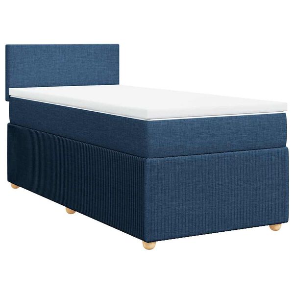vidaXL Posteľn&yacute; r&aacute;m boxspring s matracom modr&yacute; 90x190 cm l&aacute;tka