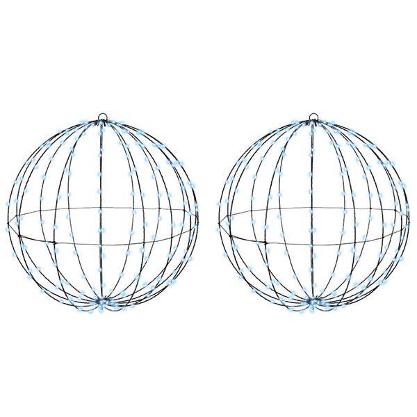 vidaXL Lopta s 384 LED-i 2 pcs Studená biela 60 cm Kov