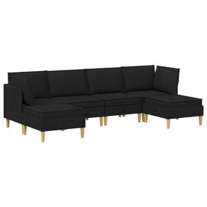 vidaXL Modul&aacute;rny pohovkov&yacute; set s &uacute;ložn&yacute;m priestorom 6 pcs Čierna L&aacute;tka