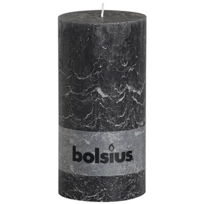 Bolsius Rustikálna valcová sviečka 200x100 mm, antracitová 4 ks