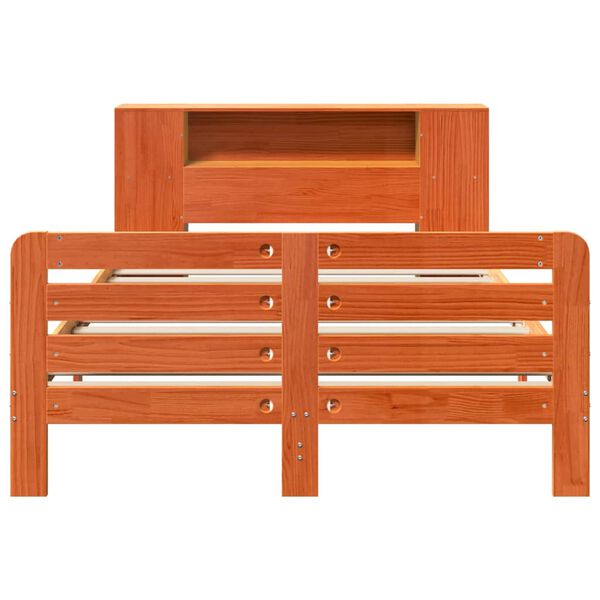 vidaXL Posteľ bez matraca voskovo hned&yacute; 135x190 cm mas&iacute;vna borovica