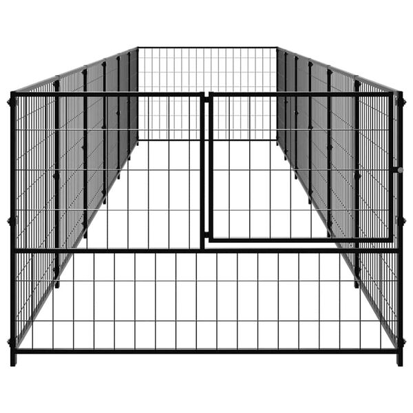 vidaXL Koterec pre psy čierny 6 m&sup2; oceľ