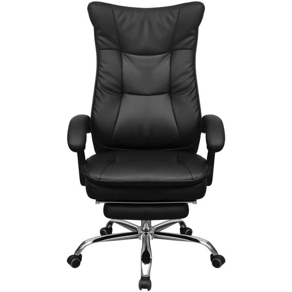 Čierne polohovateľné kancelárske kreslo s opierkou na nohy vidaXL