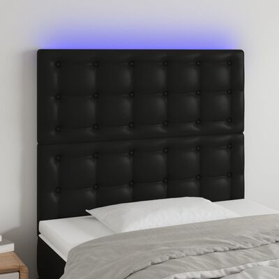 vidaXL Čelo postele s LED čierne 80x5x118/128 cm umelá koža