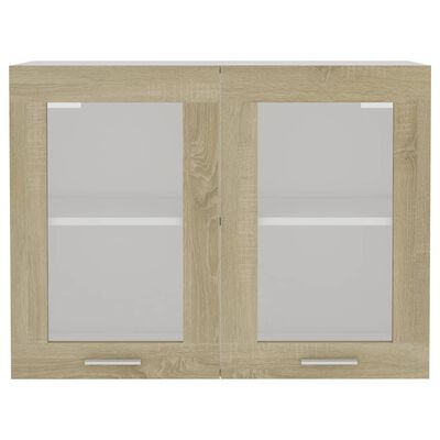 vidaXL Presklená závesná skrinka, sonoma 80x31x60 cm, kompozitné drevo