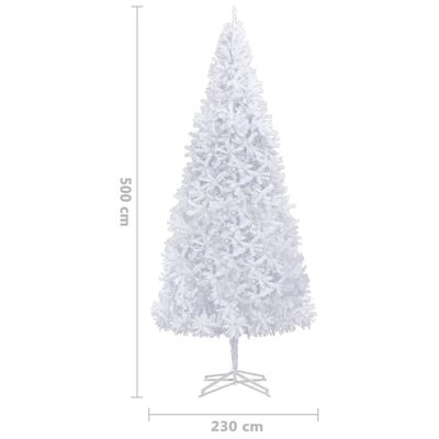 vidaXL Umelý vianočný stromček s LED a súpravou gulí biely 500 cm