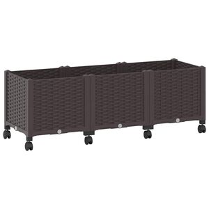 vidaXL Z&aacute;hradn&yacute; črepn&iacute;k s kolieskami Hned&aacute; 120 x 40 x 44 cm PP