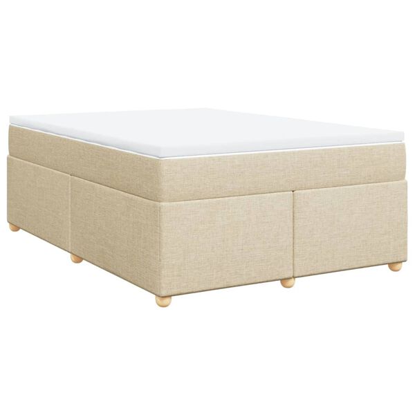 vidaXL Posteľný rám boxspring s matracom krémový 140x200 cm látka