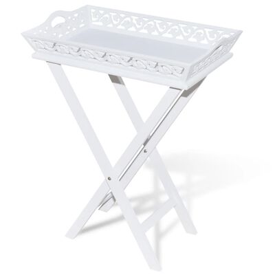 vidaXL Príručný stolík s podnosom, biely