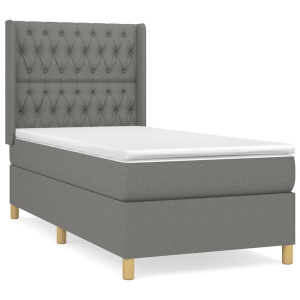 vidaXL Boxspring posteľ s matracom tmavosiv&aacute; 100x200 cm l&aacute;tka