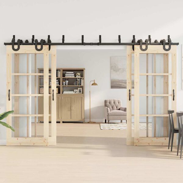 vidaXL Kovanie na posuvné dvere čierne 366 cm oceľové