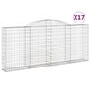 vidaXL Obl&uacute;kov&eacute; gabionov&eacute; ko&scaron;e 17 ks 300x30x120/140 cm pozink. železo