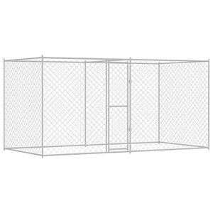vidaXL Klietka pre psa Strieborn&aacute; 400 x 200 x 200 cm Pozinkovan&aacute; oceľ