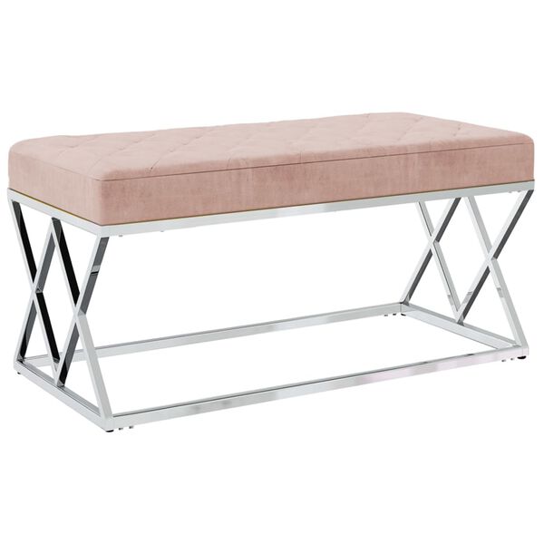 vidaXL Lavička ružov&aacute; zamat a nehrdzavej&uacute;ca oceľ