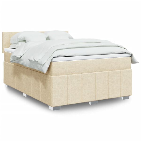 vidaXL Posteľn&yacute; r&aacute;m boxspring s matracom kr&eacute;mov&yacute; 140x200 cm l&aacute;tka