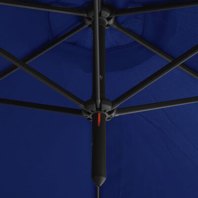 vidaXL Dvojitý slnečník s oceľovou tyčou azúrovo-modrý 600 cm
