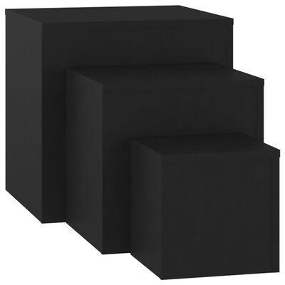 vidaXL Príručné stolíky 3 ks čierne drevotrieska