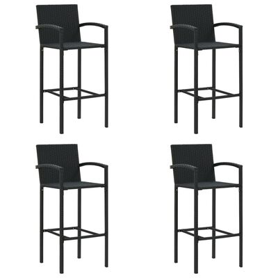 vidaXL Barové stoličky 4 ks čierne polyratan
