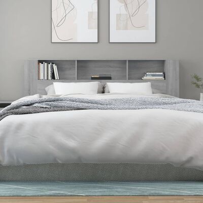 vidaXL Čelo postele so skrinkou sivý dub sonoma 200x18,5x104,5 cm