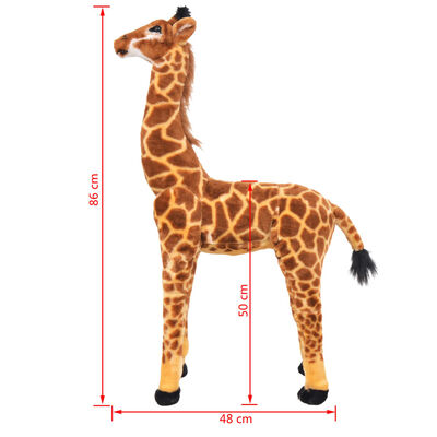 vidaXL Stojaca plyšová hračkárska žirafa, hnedo žltá XXL