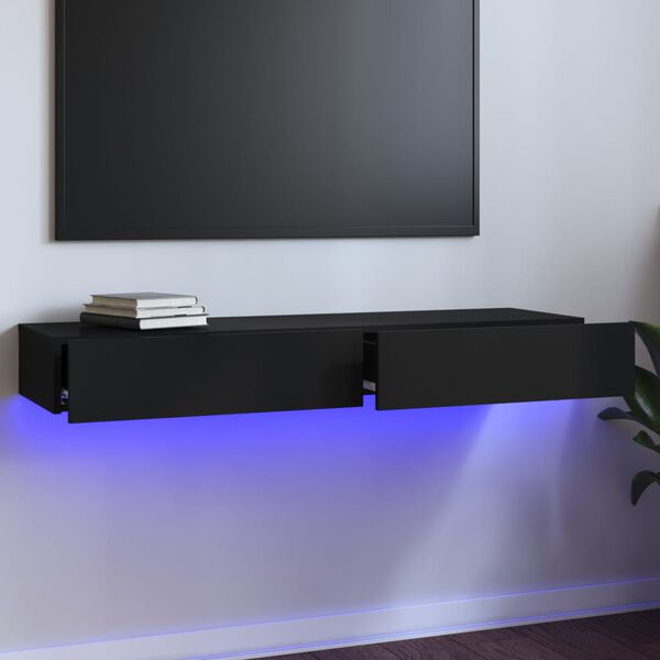 vidaXL TV skrinka s LED svetlami čierna 120x35x15,5 cm