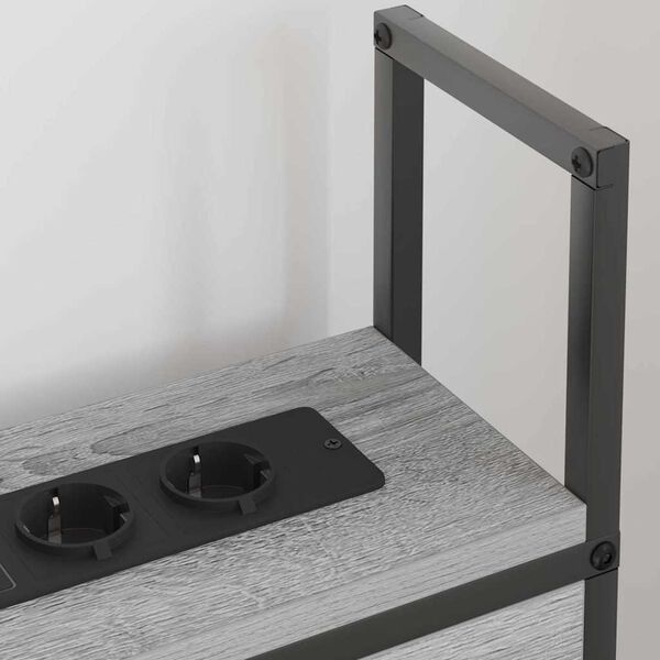 vidaXL &Uacute;ložn&aacute; čelľadka s nab&iacute;jacou stanicou Siv&yacute; dub sonoma 90 cm