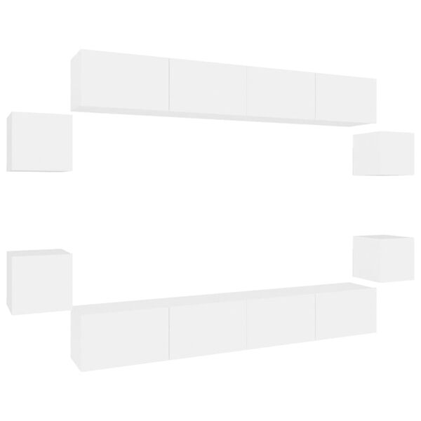 vidaXL 8-dielna súprava TV skriniek biela spracované drevo