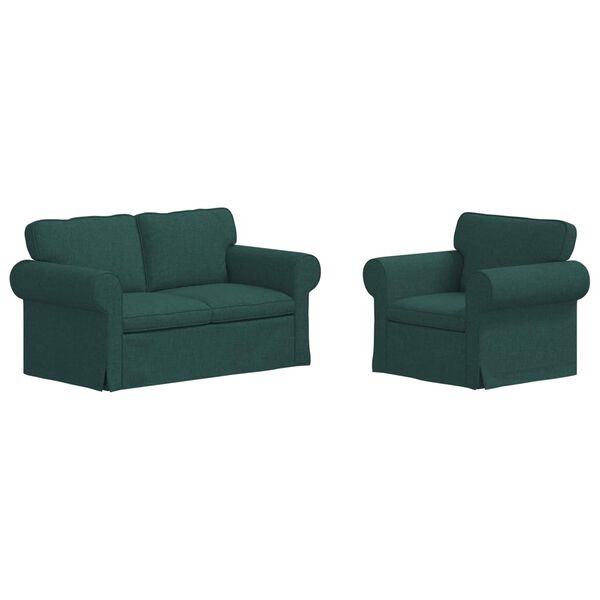 vidaXL Pohovka 2 pcs Tmavozelen&aacute; 155 x 82 x 80 cm l&aacute;tka